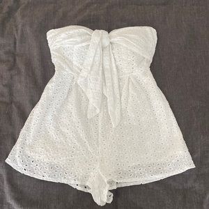 Womens eyelet white romper, small